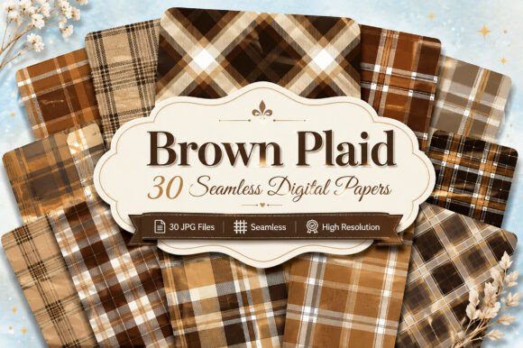 Download Brown Plaid Digital Papers Bundle - Premium Bundle