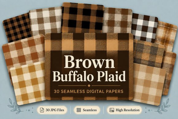 Download Brown Buffalo Plaid Digital Papers Set - Premium Resources