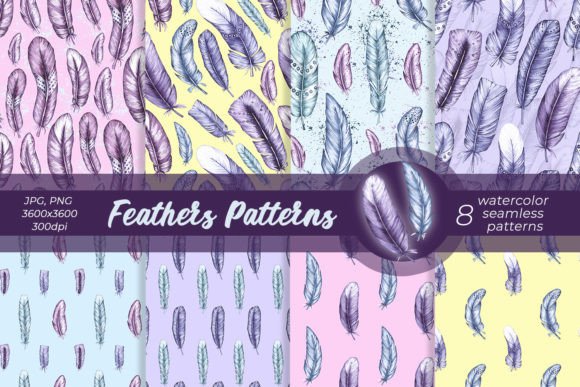 Download Feathers Patterns Watercolor Patterns - Pattern Collection