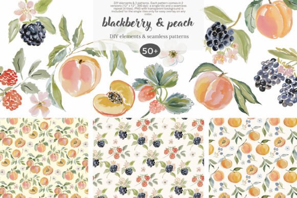 Download Watercolor Fruit Clipart Set &amp; Patterns - Pattern Collection