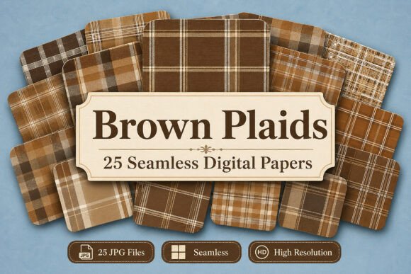 Download Brown Plaids Digital Papers Set - Premium Bundle