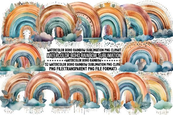 Download Watercolor Boho Rainbow Sublimation - Sublimation Collection